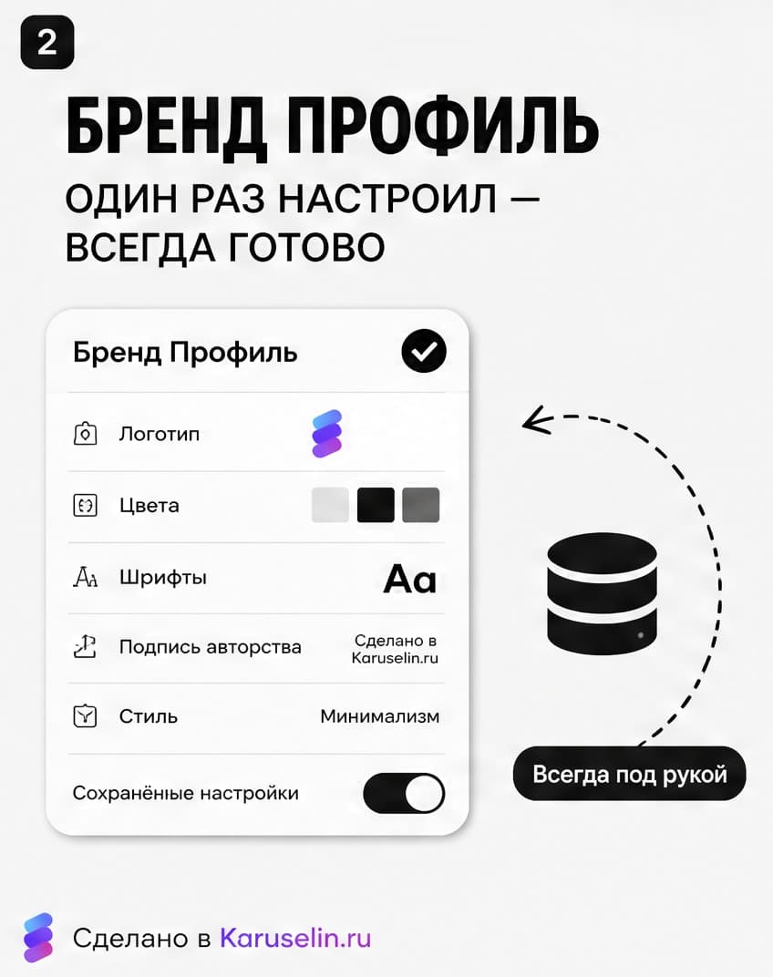 Слайд 02 из брендированной карусели, созданной в Каруселине