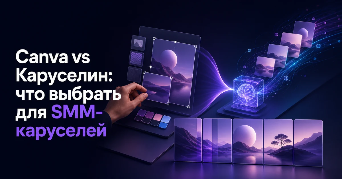 Обложка статьи «Canva vs Каруселин: что выбрать для SMM-каруселей»