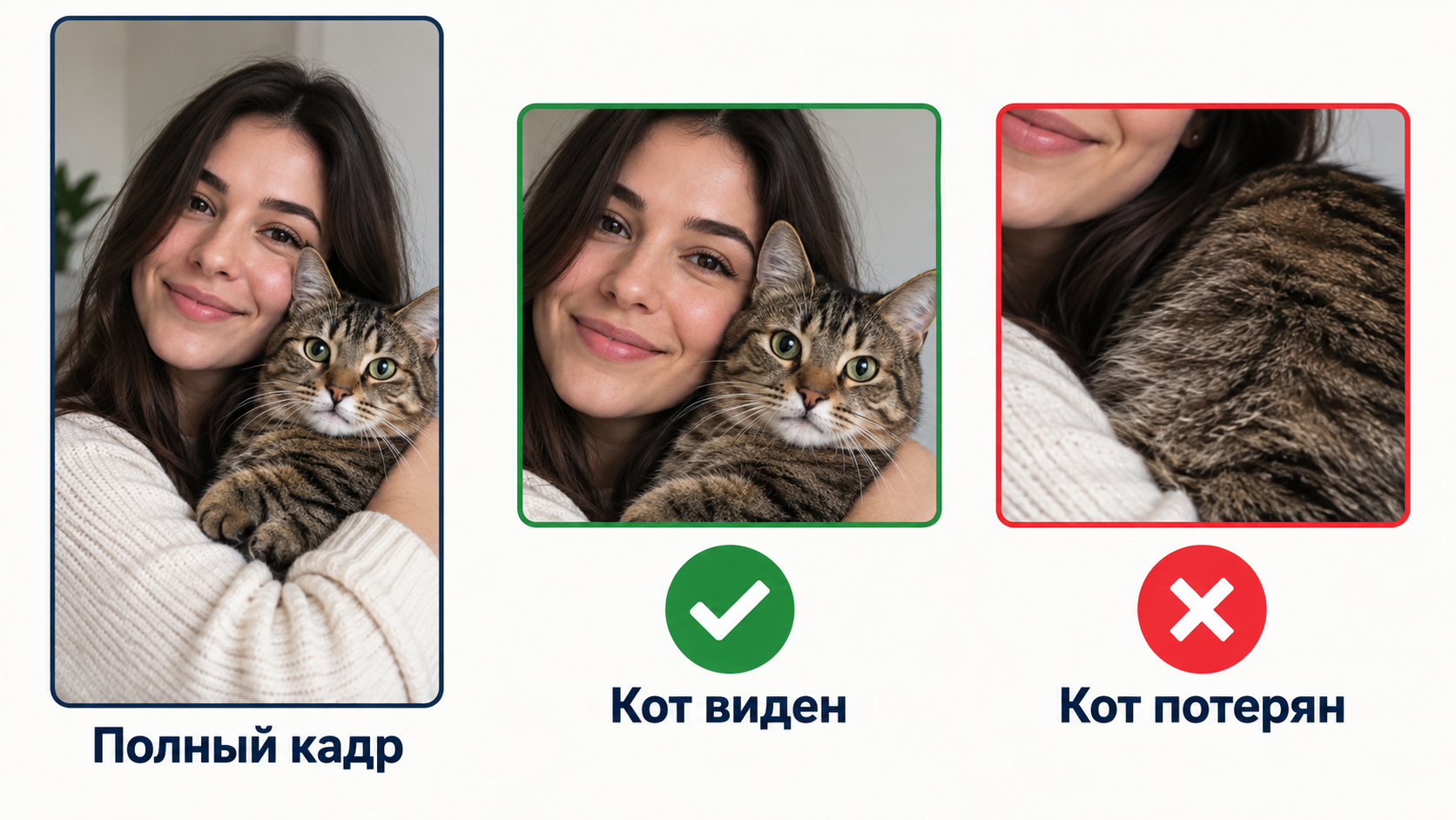 Полный кадр человека с кошкой и два варианта маленькой миниатюры