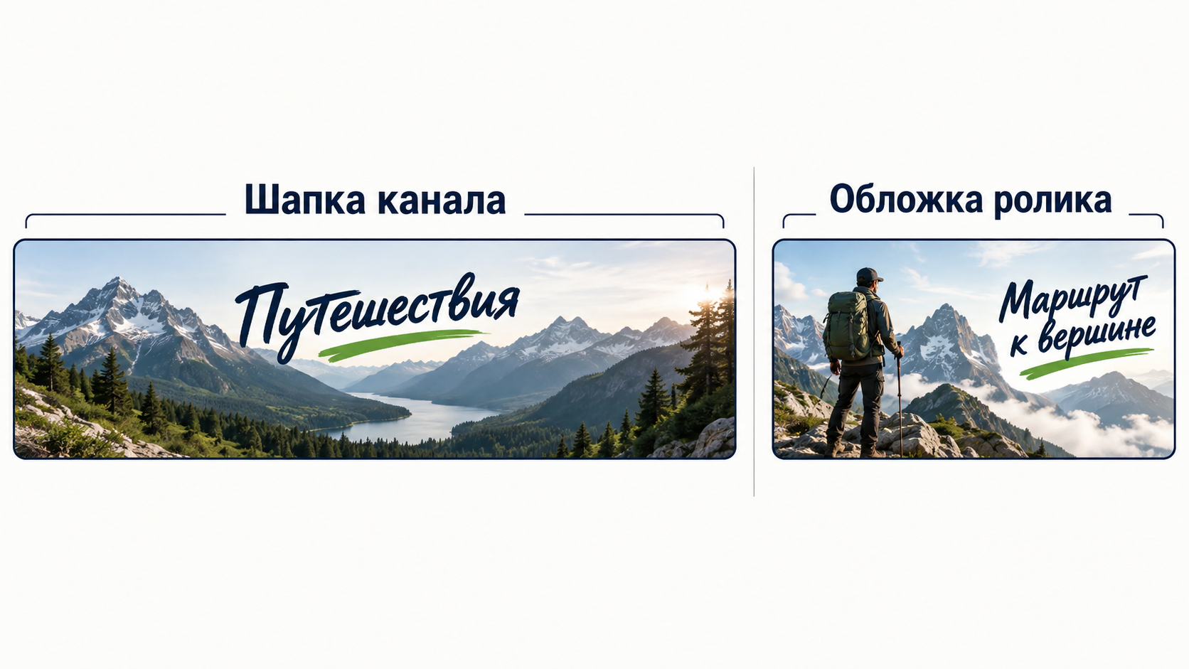 Баннер канала и обложка отдельного видео RUTUBE показаны рядом