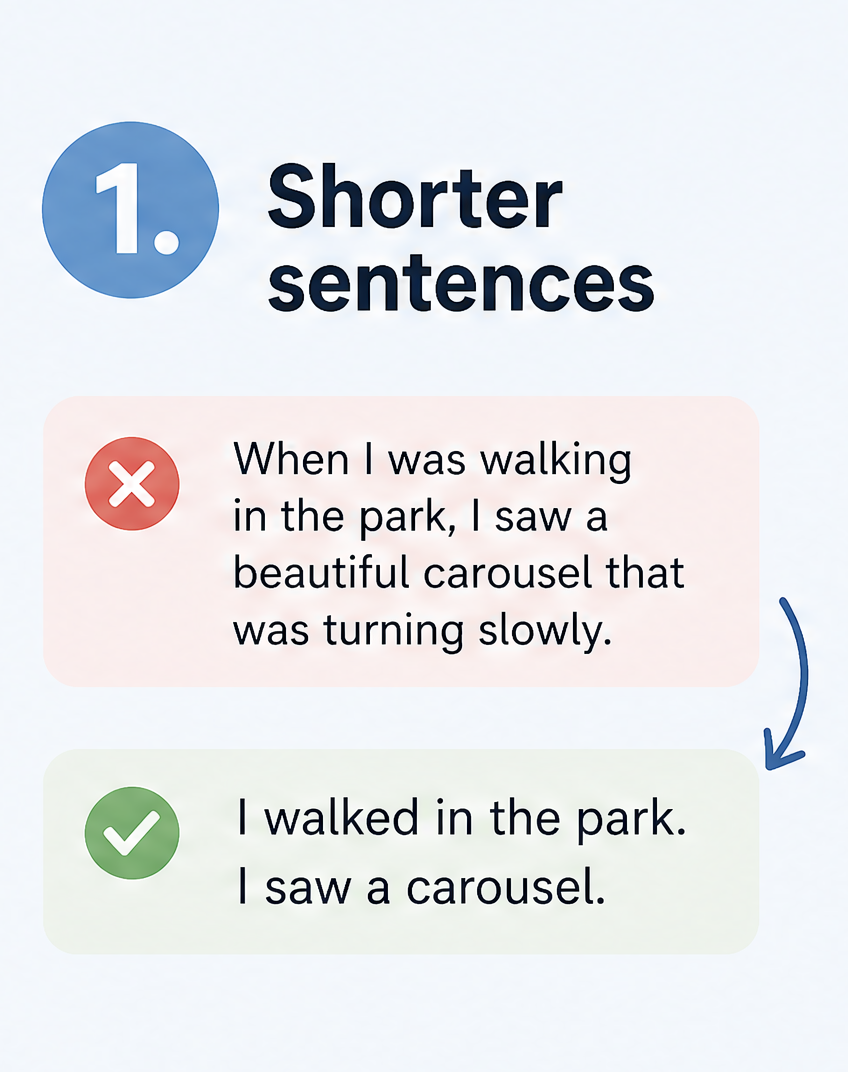 3: 1. Shorter sentences
