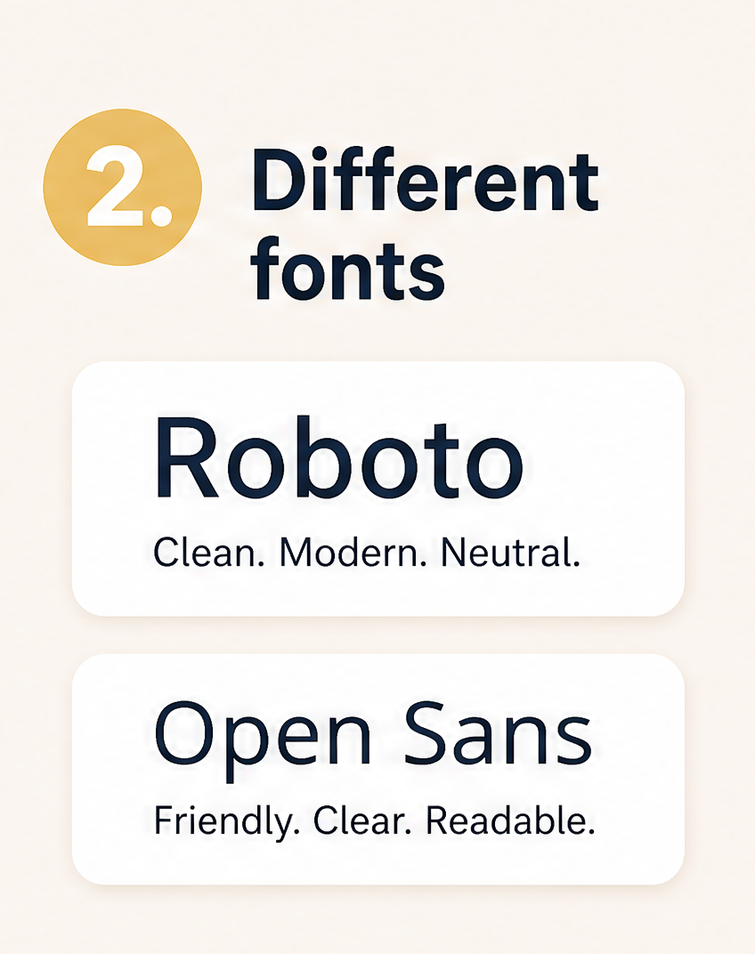 4: 2. Different fonts