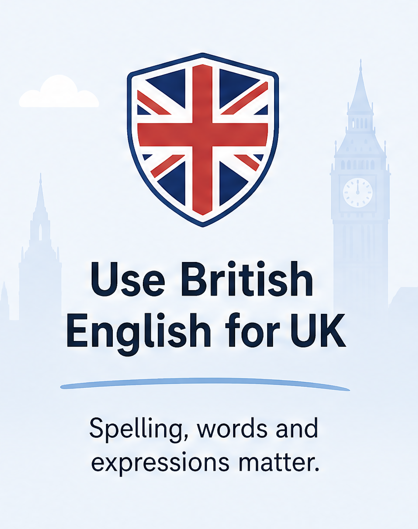 6: Use British English for UK
