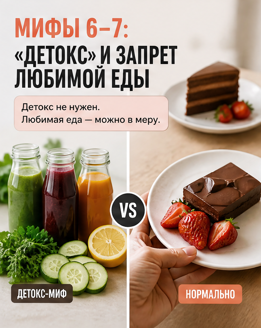 Слайд 7: мифы 6-7 - кето для всех, голодание как панацея, с дисклеймером