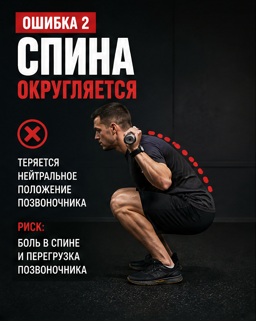 Слайд 3: ошибка 2 - колени уходят вовнутрь и нагрузка на мениски