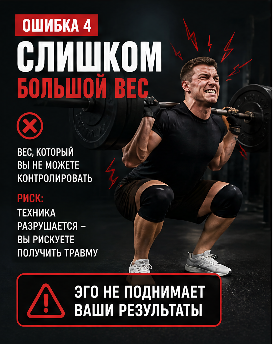 Слайд 5: ошибка 4 - короткая амплитуда и слабая активация ягодичных