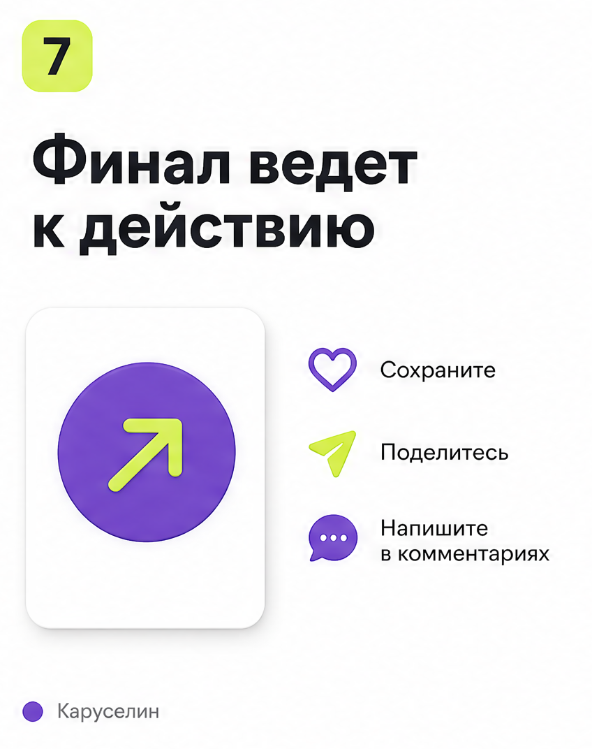 Как сделать карусель в 2026: пошаговый гайд для соцсетей: слайд 7 из реальной карусели Каруселина