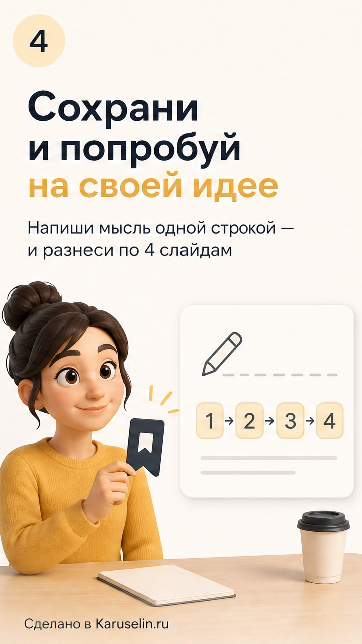 Карусель в сторис: как собрать серию, которую досмотрят: слайд 4 из реальной карусели Каруселина