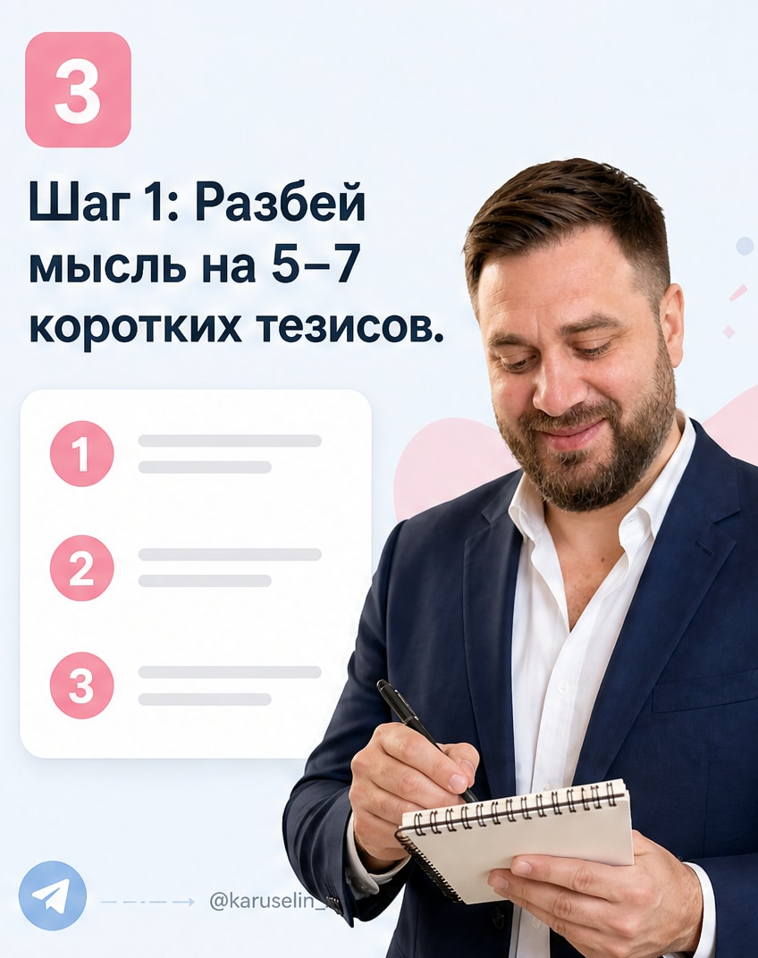 Карусель в Телеграм: когда длинный пост не дочитывают: слайд 3 из реальной карусели Каруселина