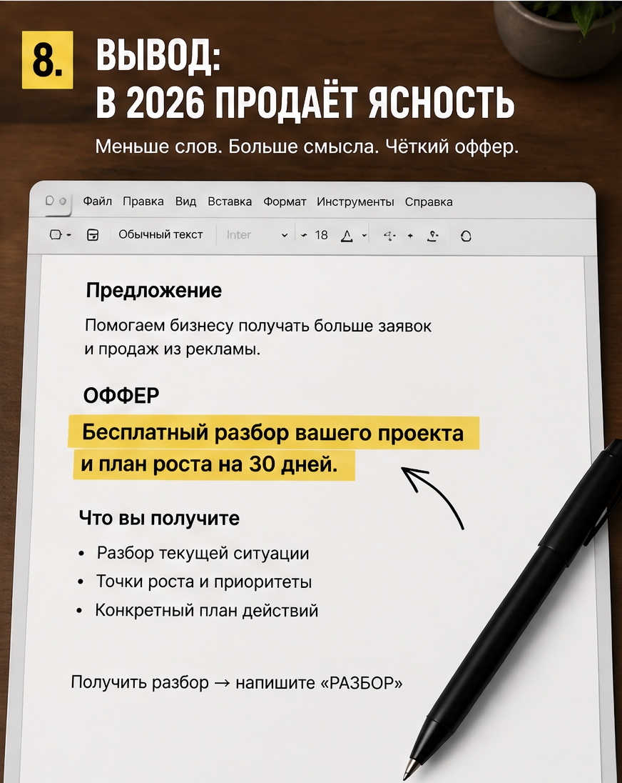 Слайд 8: CTA - запишитесь на разбор вашего лендинга