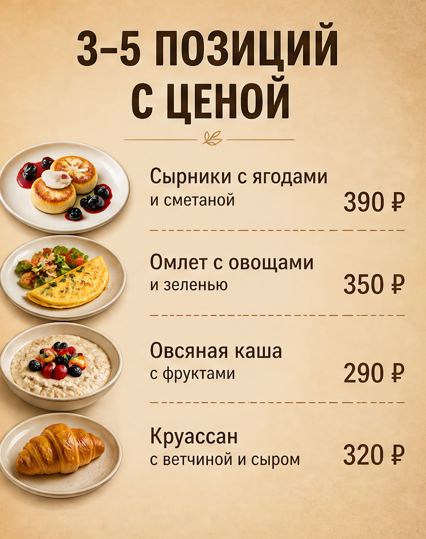 4: 3-5 позиций с ценой