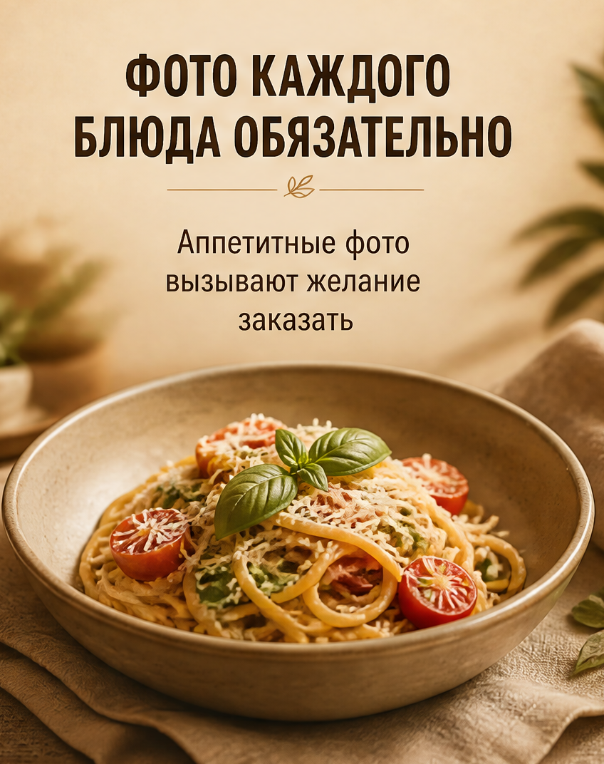 5: Фото каждого блюда обязательно