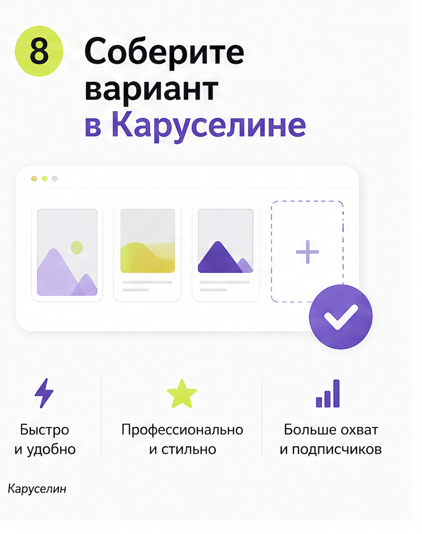 Как набрать подписчиков в Инстаграм через карусели в 2026: слайд 8 из реальной карусели Каруселина