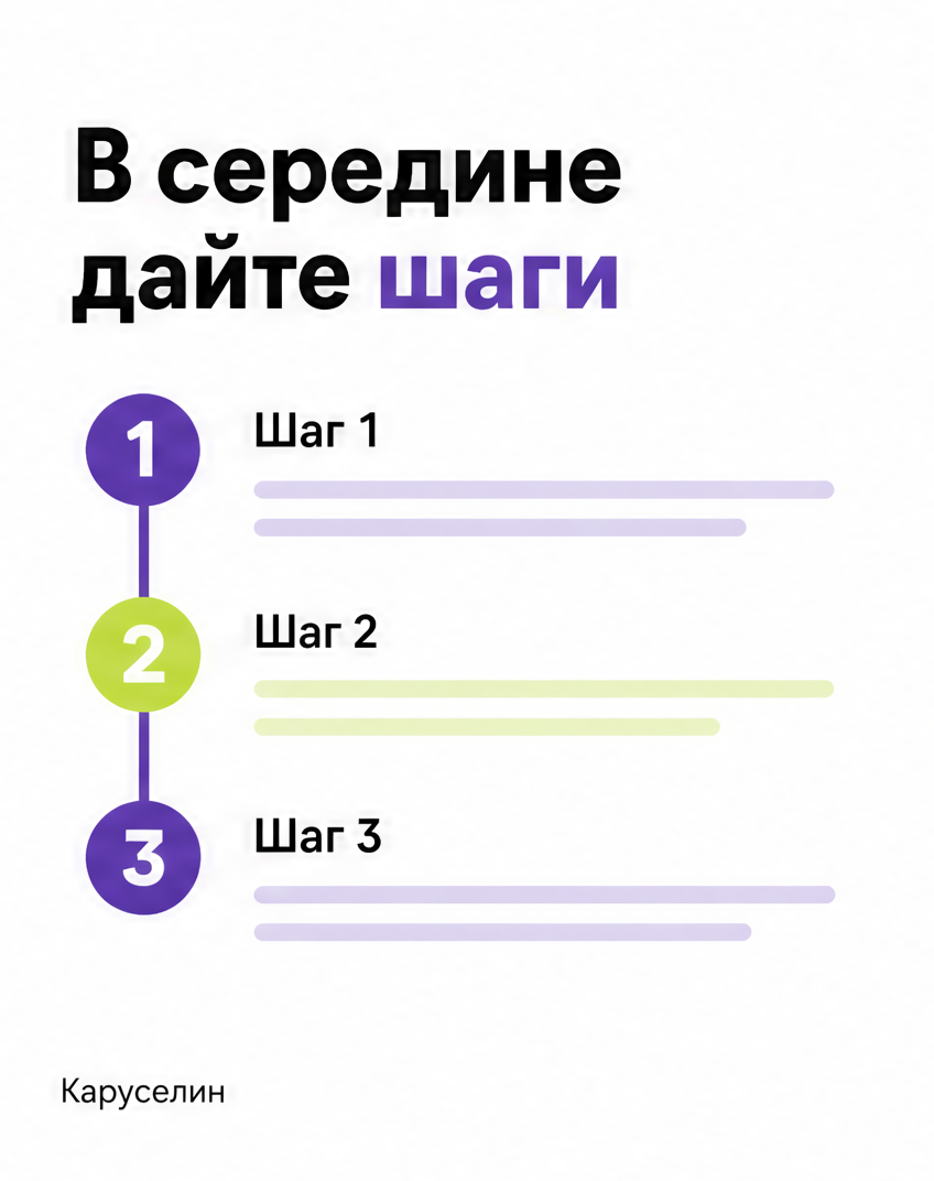 Оформление Инстаграм 2026: дизайн постов и каруселей с нуля: слайд 5 из реальной карусели Каруселина