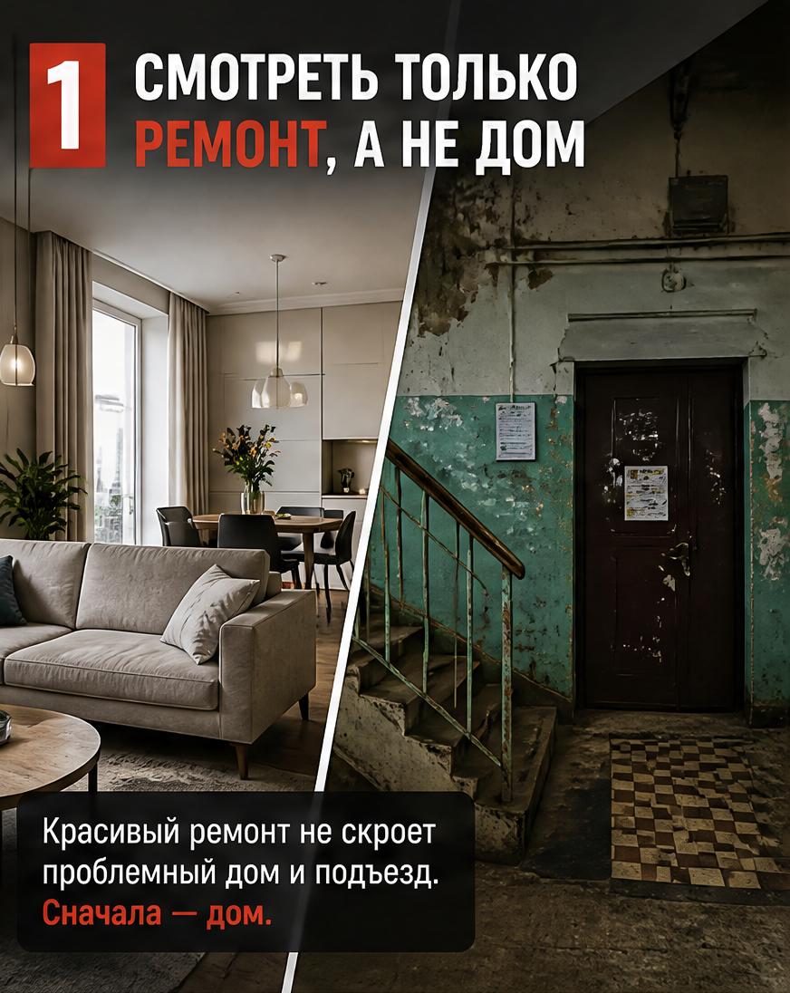 Слайд 2: первая ошибка - доверие только онлайн-фото без выезда