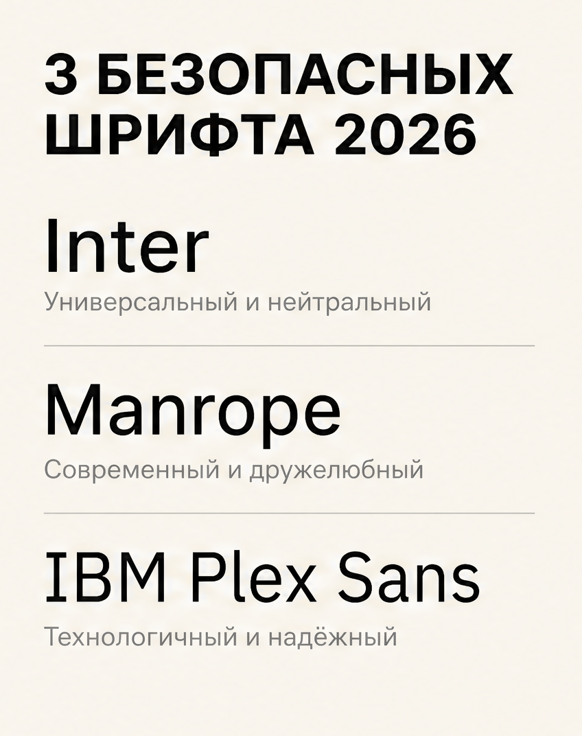 2: 3 безопасных шрифта 2026