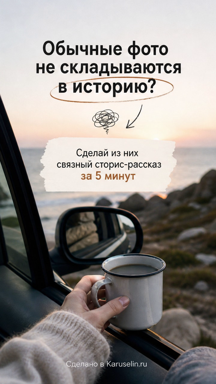 Сторис из фото: как собрать снимки в живую серию без хаоса: слайд 1 из реальной карусели Каруселина