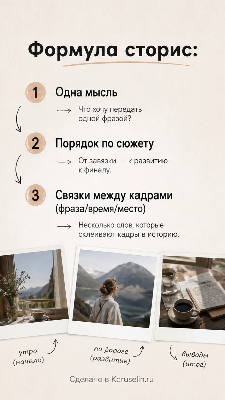 Сторис из фото: как собрать снимки в живую серию без хаоса: слайд 2 из реальной карусели Каруселина