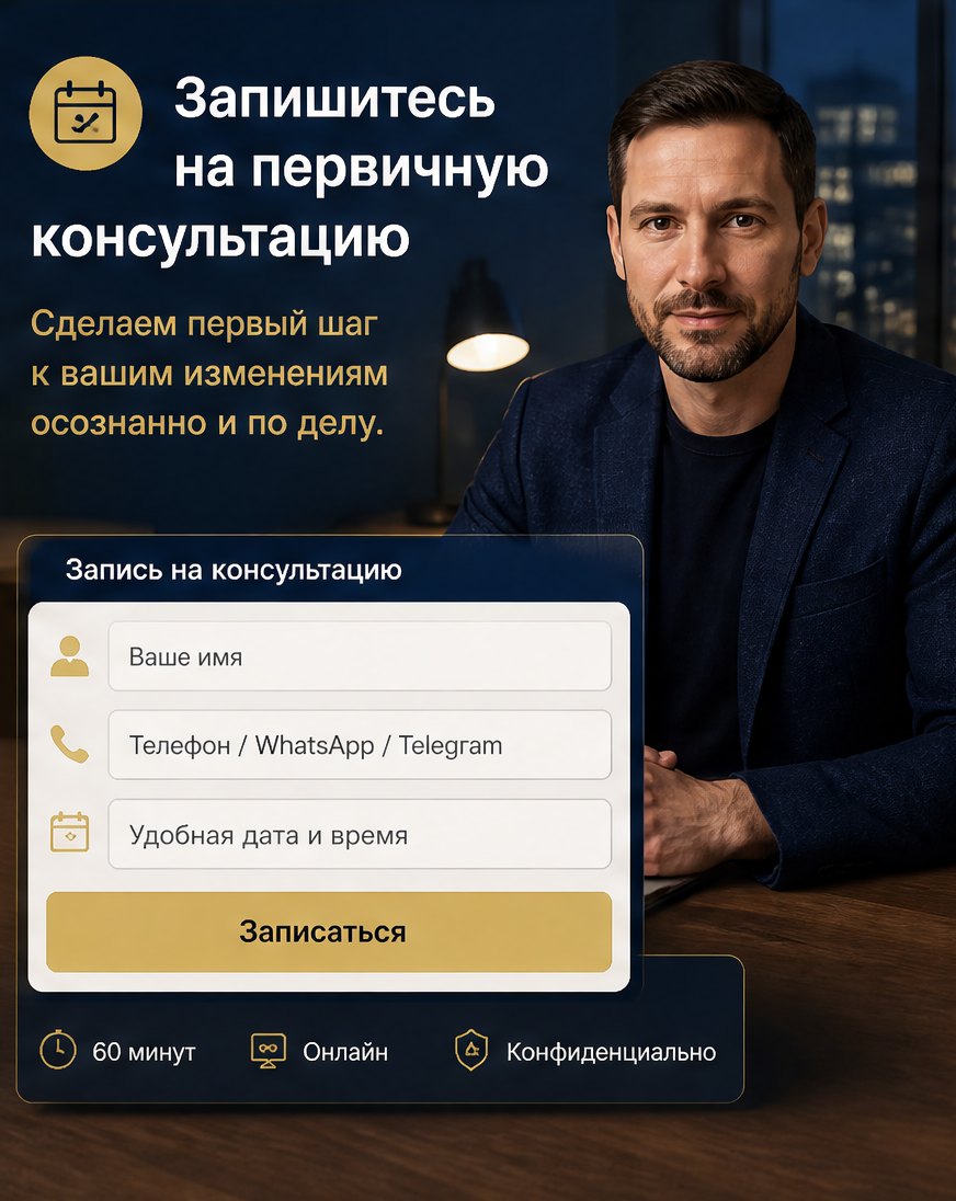 Слайд 8: CTA с лицом эксперта - запишитесь на первичную консультацию