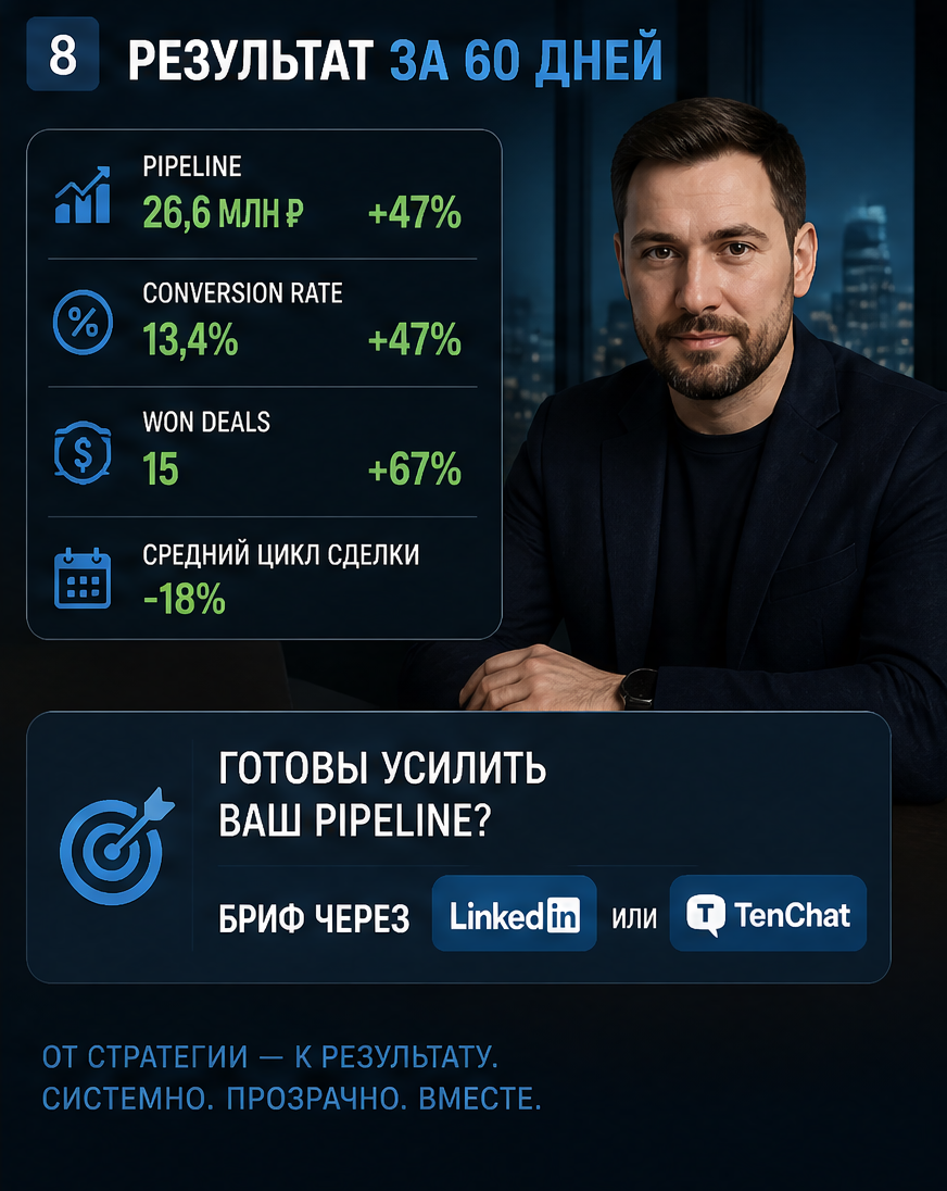 Слайд 8: CTA на бриф через LinkedIn или TenChat