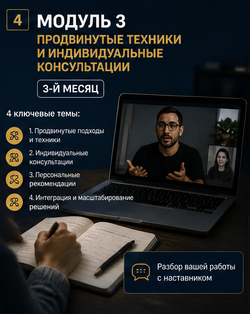Слайд 4: модуль 3 - продвинутые техники и индивидуальные консультации
