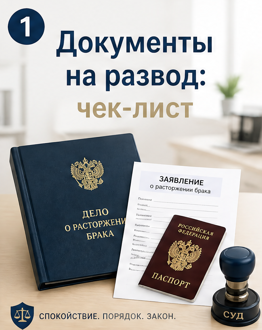Слайд 1: крючок «Подаёте на развод? Вот что нужно собрать»