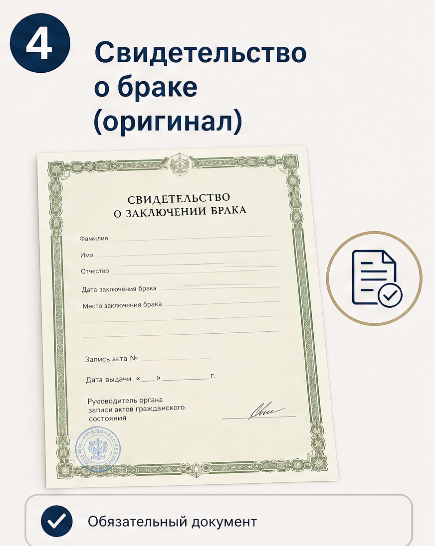 Слайд 4: документы на детей и согласие супруга